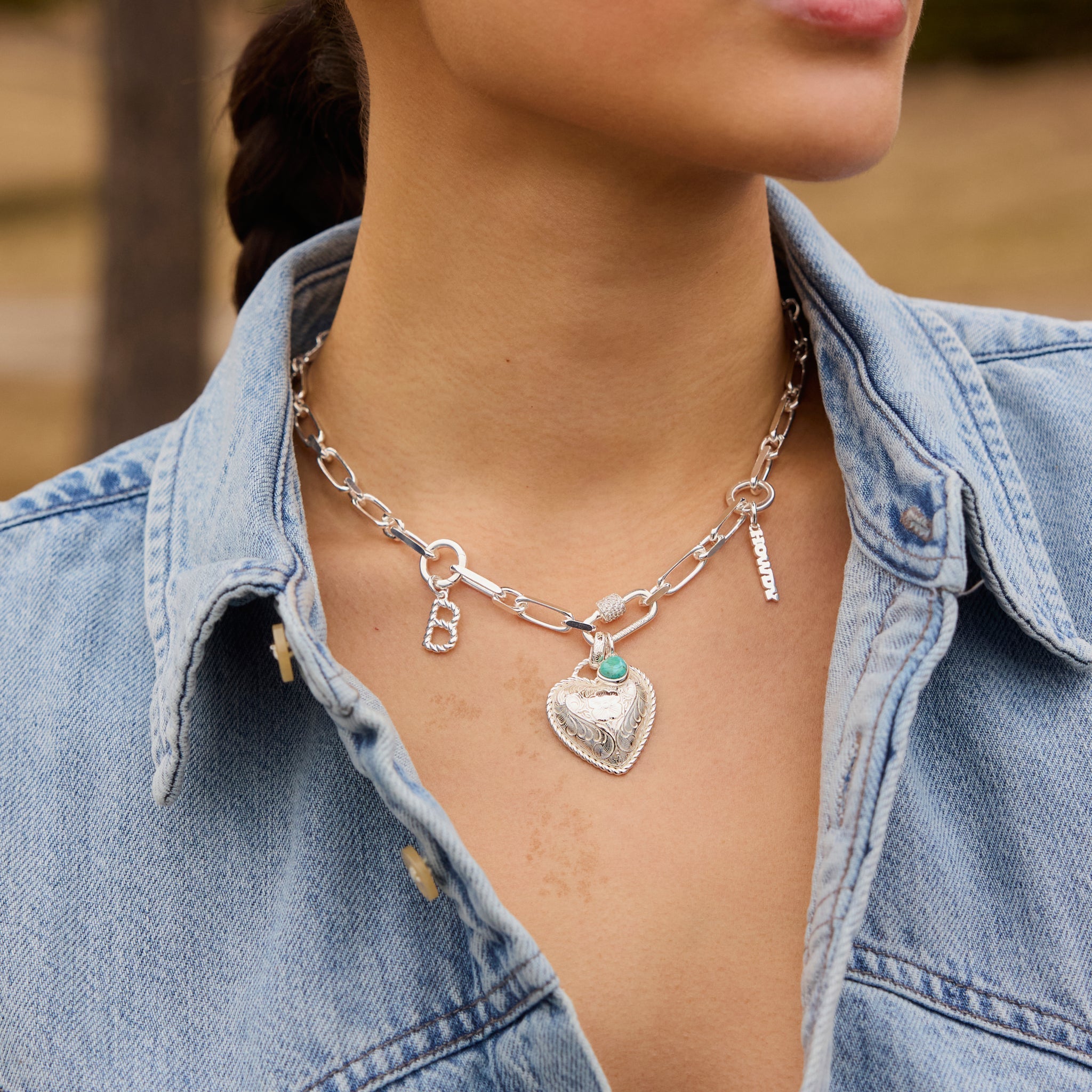 BraidedLetter-EtchedFloralHeartCharm-DaydreamTurq-HowdySilverCharms.jpg